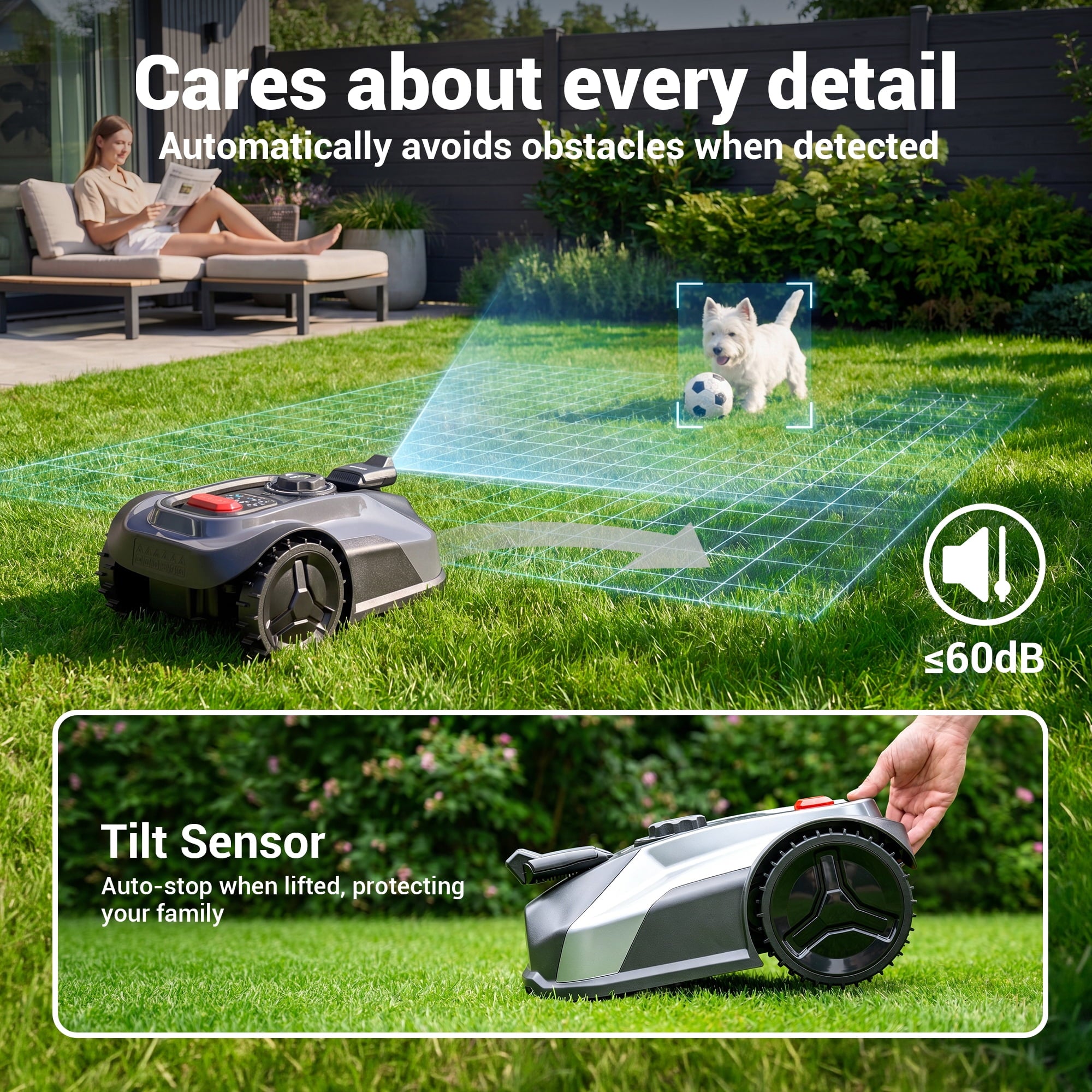 Steelite 20V 4.0Ah Robotic Lawn Mower (1/4 Acre), Bluetooth & WiFi App Control,Boundary-Free Cordless Robot Lawn Mower with Obstacle Detection, 3 Brushless Motors, ,Auto-Charging Lawn Mower for Yards