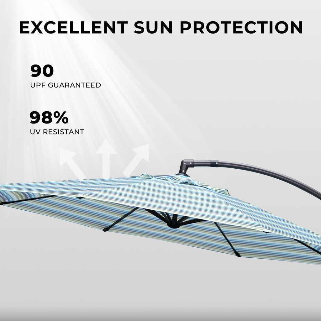 GRANDPATIO 12 ft Deluxe Aluminium Patio Umbrella with Base, Large Offset Outdoor Umbrella, Navy Blue