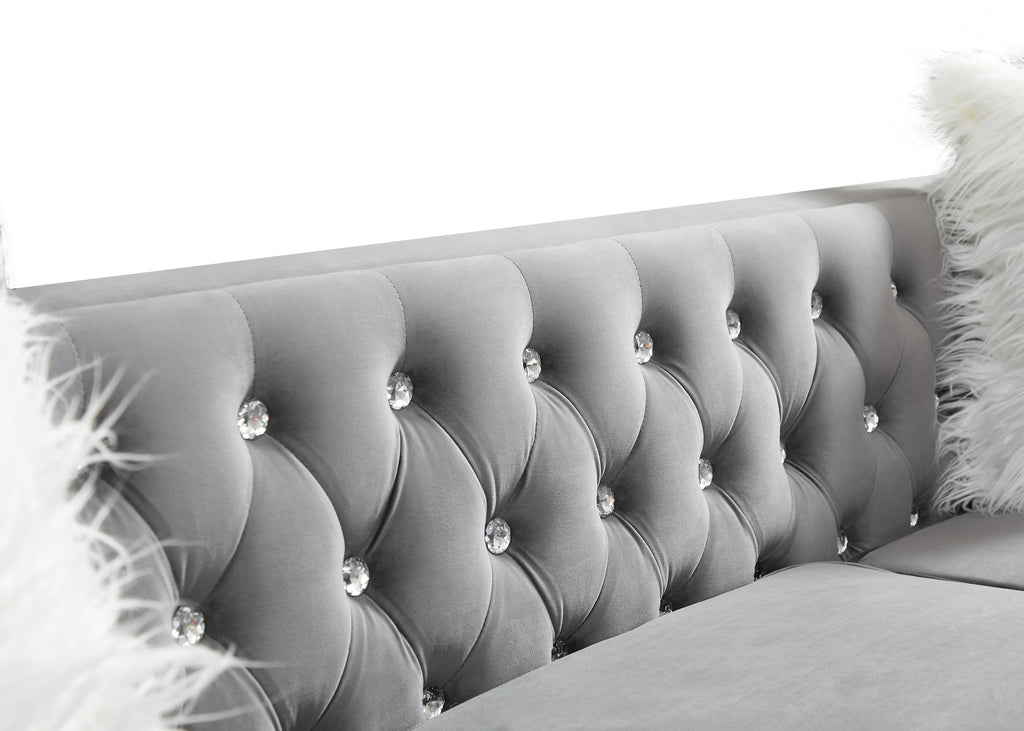 Gewnee 86.6 Modern Sofa Couch,Teddy Velvet 3 Seaters Comfy Couch with Deep Seat for Living Room,2 Pillows,Beige
