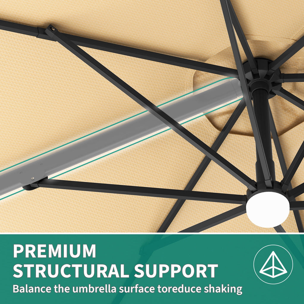 360° Rotating Cantilever Patio Umbrella – Heavy-Duty Waterproof Oxford Canopy, Adjustable Tilt, Rust-Proof Aluminum Frame, Easy Crank, Cross Base – Large Sun Shade for Garden, Poolside, Patio – Grey