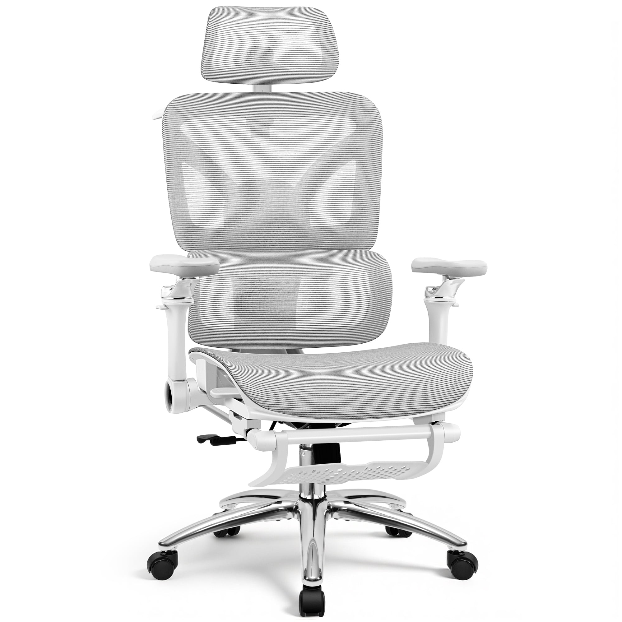 COOLHUT Ergonomic Mesh Office Chair with Footrest, Big and Tall Computer Desk Chair with Adjustable Lumbar Support, Headrest and Armrest, High Back Home Office Chair for Workspace, 300LBS, Black