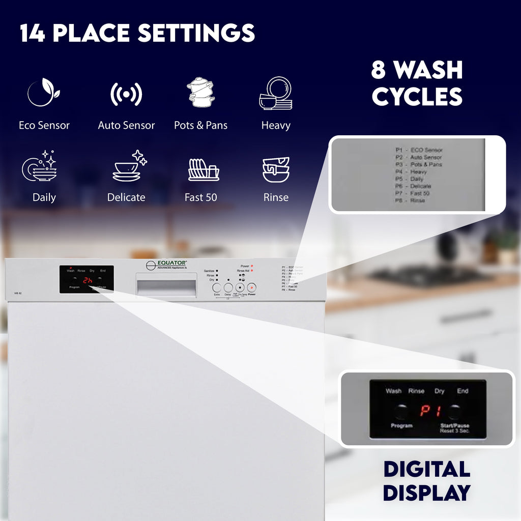 Equator Europe 24 Built in 14 place Dishwasher in White