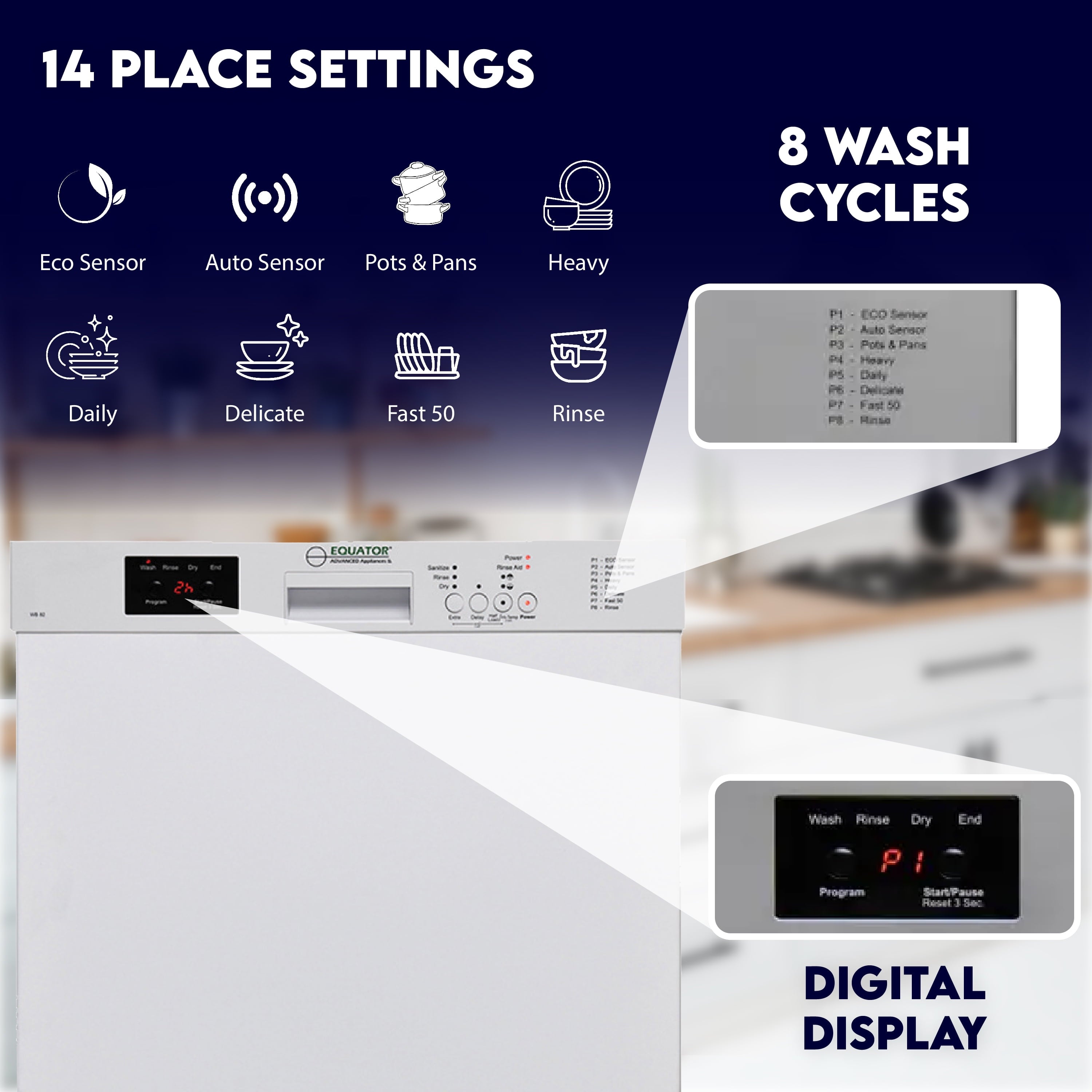 Equator Europe 24 Built in 14 place Dishwasher in White