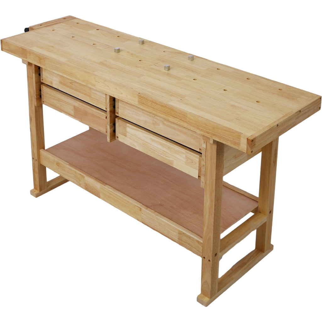 55-Inch Wood Workbench - Wooden Workbench for Garage Workshop and Home,
