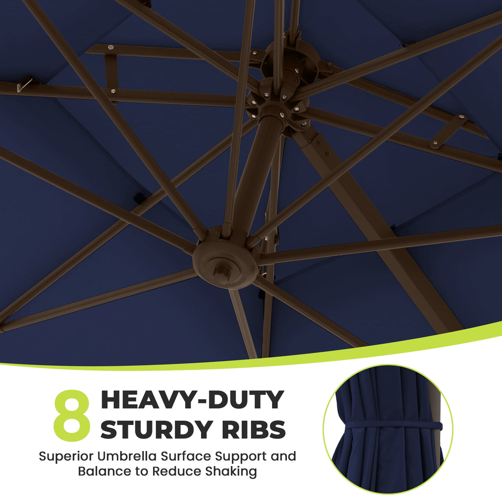FUNDAZE 10x10ft Cantilever Patio Umbrella with Cross Base & Cover, Waterproof UV Resistant for Garden Poolside Cafe & Deck, Beige