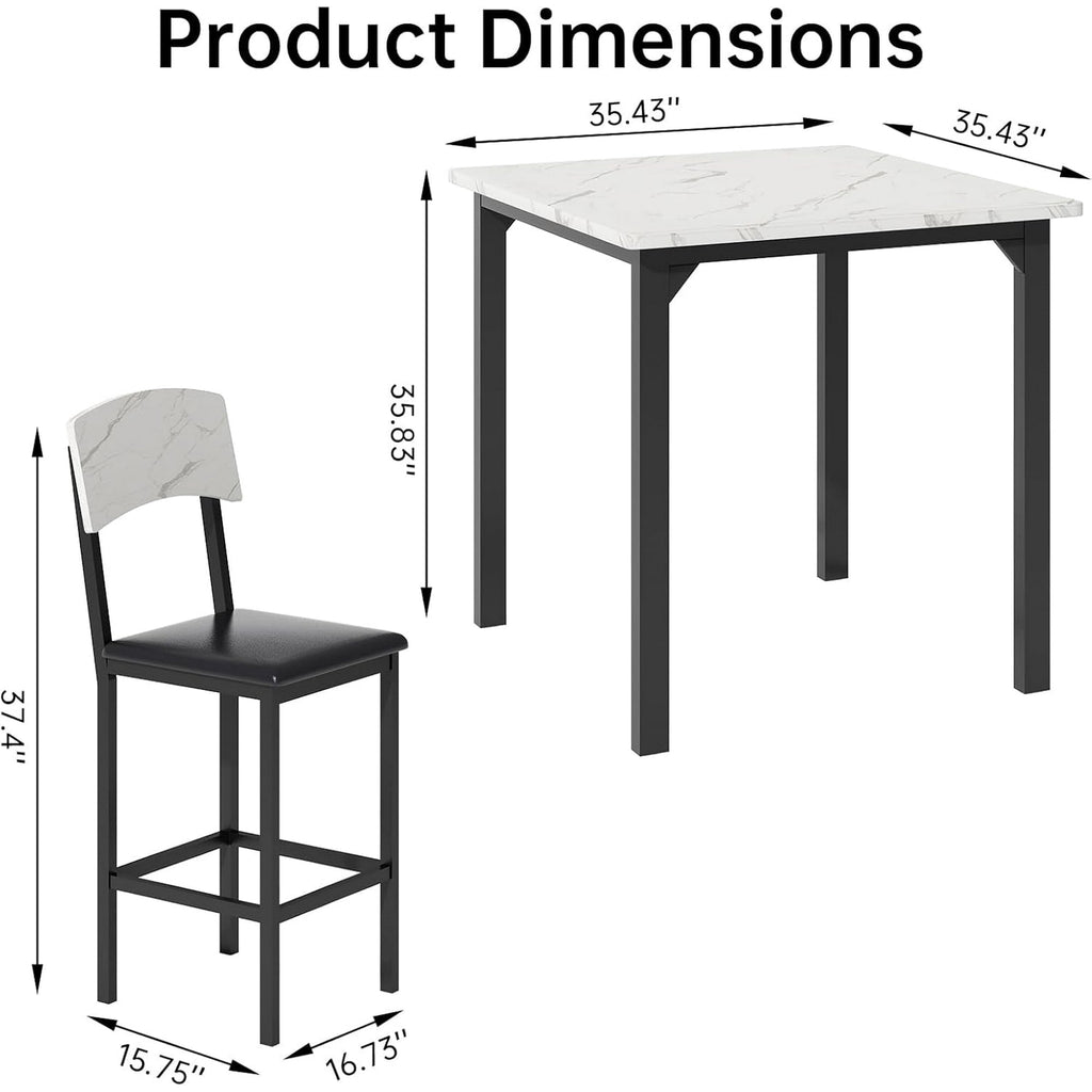 MIERES 5 Piece Dining Table Set High Top Dining Table Set for 4 Counter Height Small Kitchen Table With 4 Velvet Upholstered Chairs, Wood Small Dining Set for Bar Dining Room Breakfast