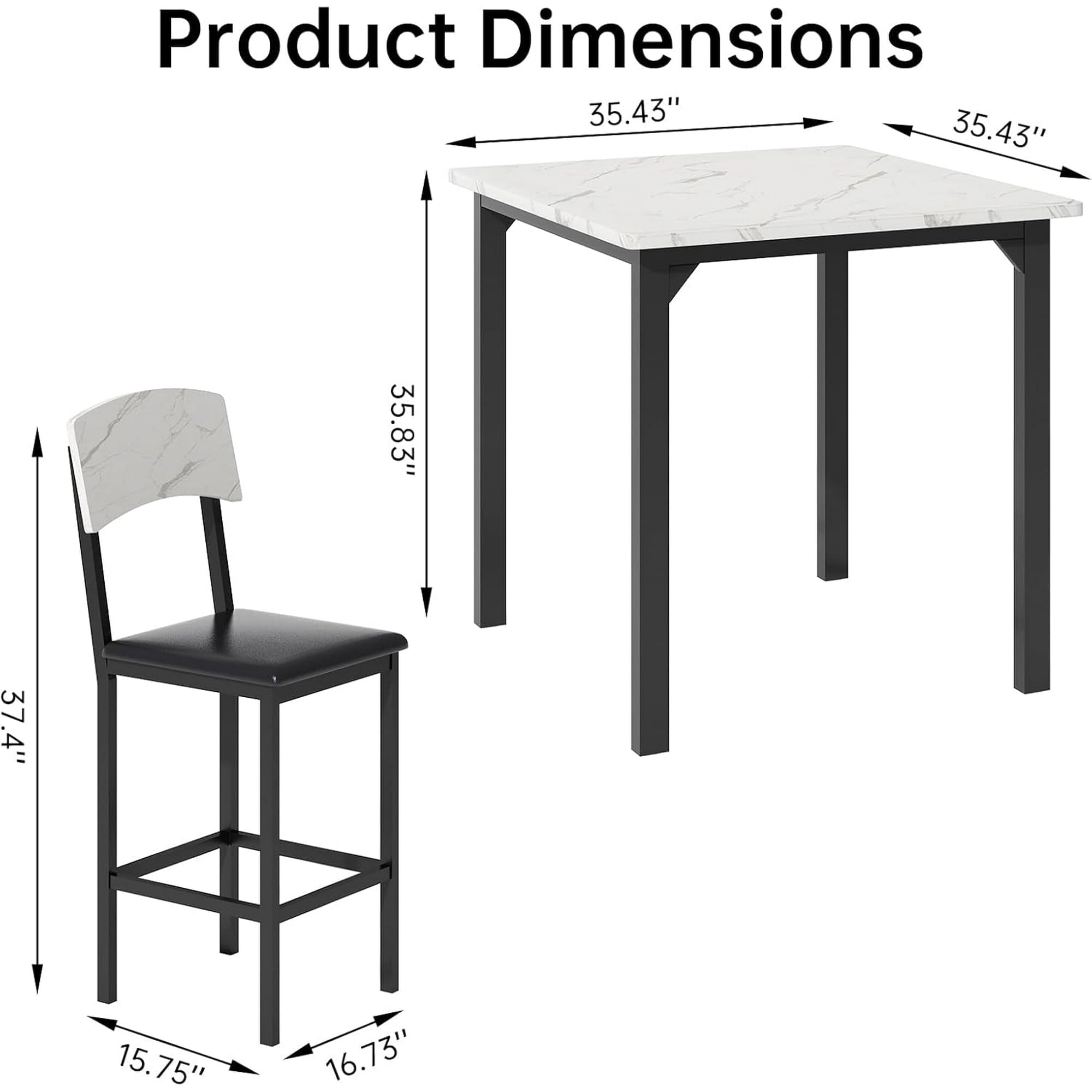 MIERES 5 Piece Dining Table Set High Top Dining Table Set for 4 Counter Height Small Kitchen Table With 4 Velvet Upholstered Chairs, Wood Small Dining Set for Bar Dining Room Breakfast