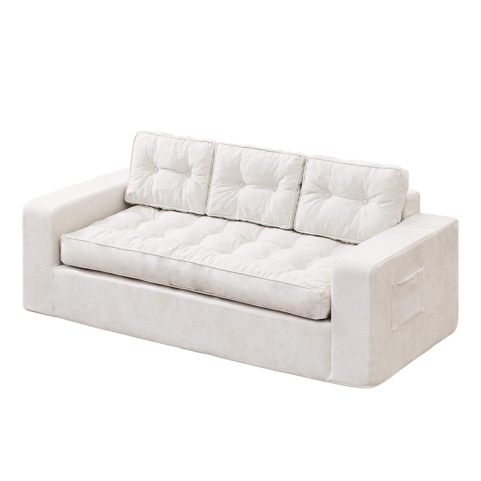 Hobestluk 3-Seater Sofa Boneless Couch with Tufted Button Design 2 in 1 Comfy Cloud Couch Oversized Sofa for Living Room Bedroom Apartment or Office (Grey, 3 Seater)