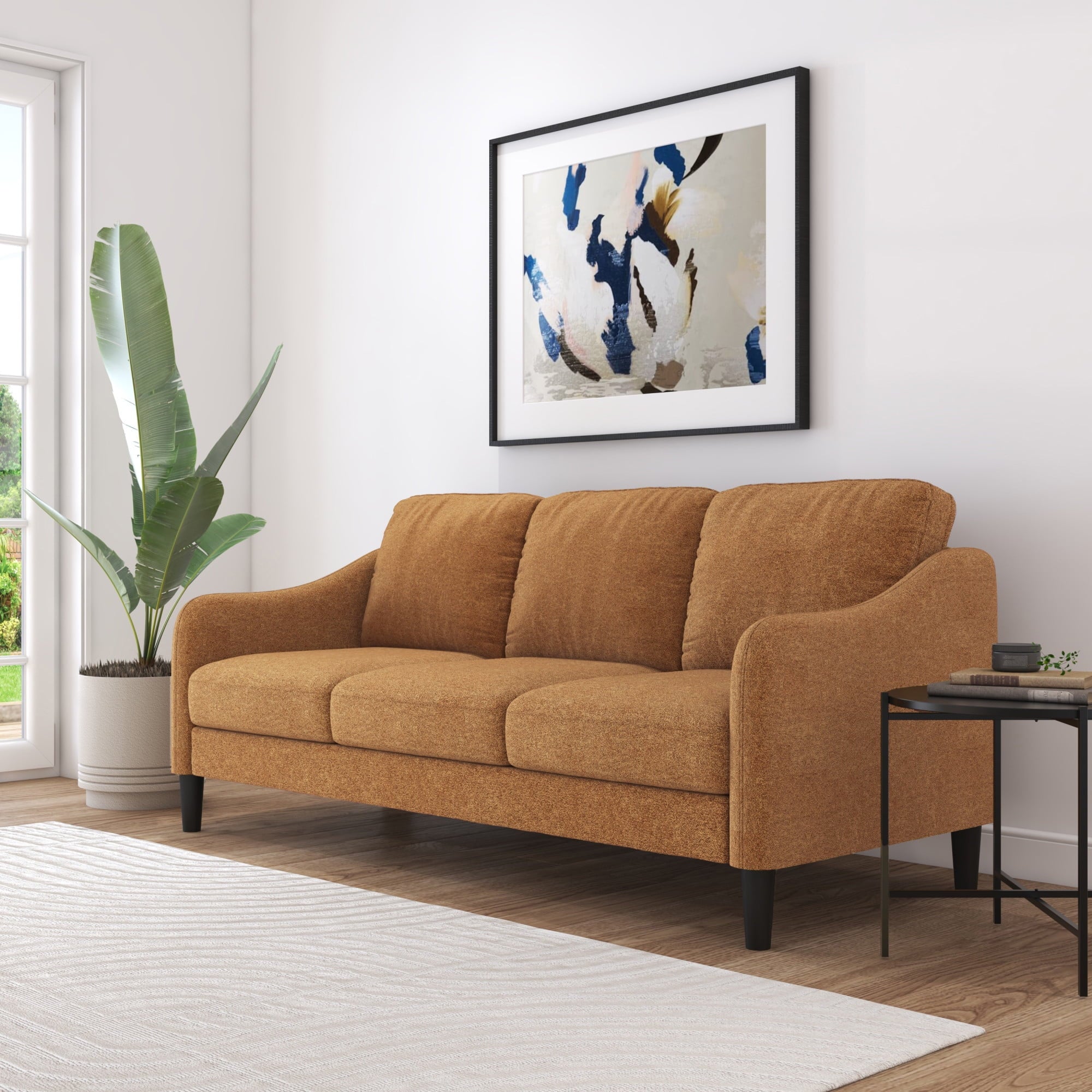 Mainstays Westley Swoop Arm 74 Sofa, Moss Green