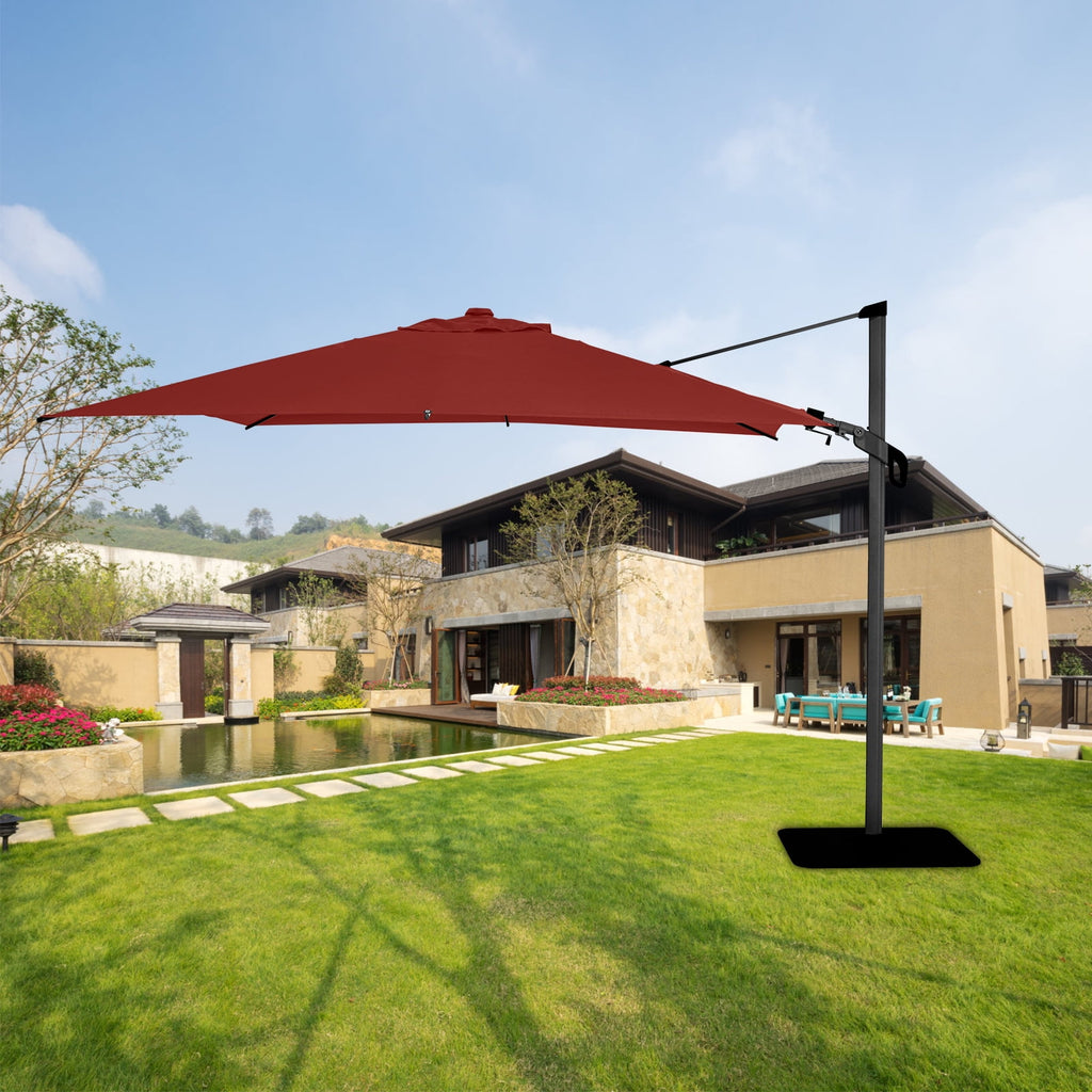 Abba Patio 11’ Vienna Offset Hanging Outdoor Cantilever Patio Umbrella, Beige
