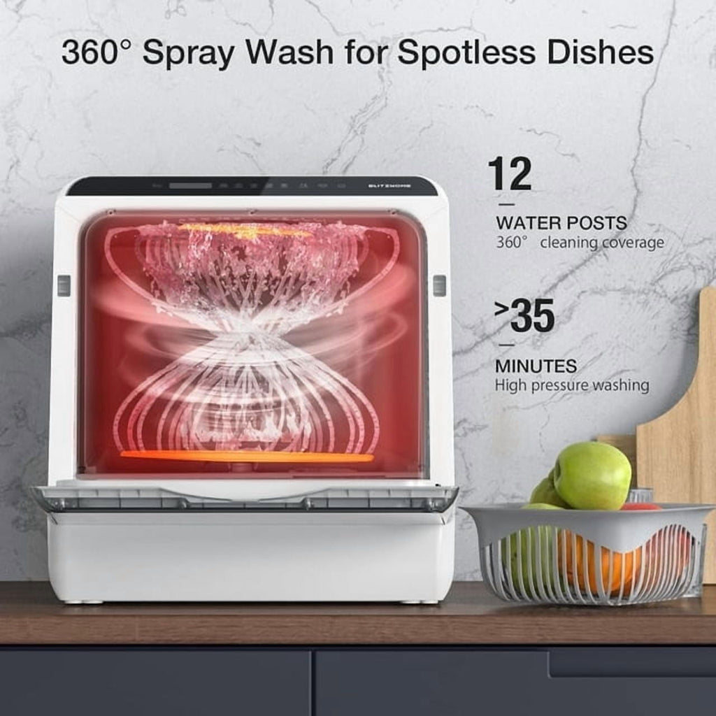 Portable Countertop Dishwashers, Compact Smart Dishwashers with 5 L Built-in Water Tank,5 Modes and Baby Care for Apartments& RVs, No Installation Needed
