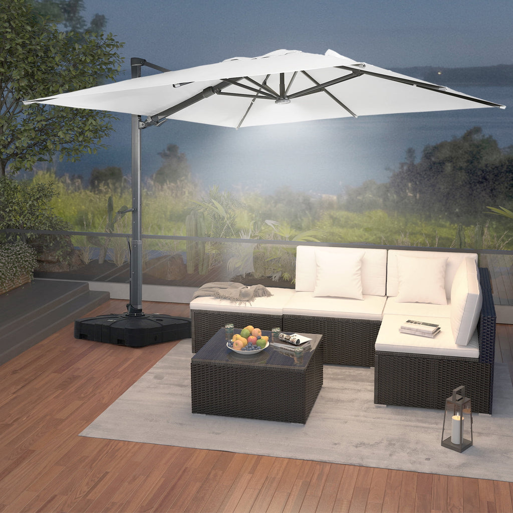 Mondawe 10x10ft Patio Umbrella Outdoor Square Large Cantilever Windproof Offset and Heavy Duty Sun Umbrella for Garden Deck Pool, Red