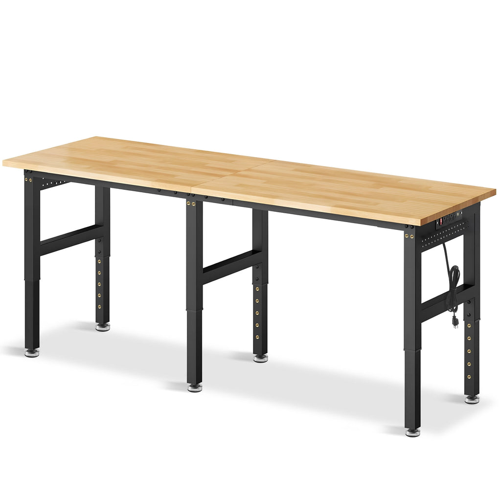 MUWOOD 96x24 Large Workbench with Power Outlets, 5000 LBS Load Capacity Work Benches for Garage, Workshop, Office, Home, Woodworking
