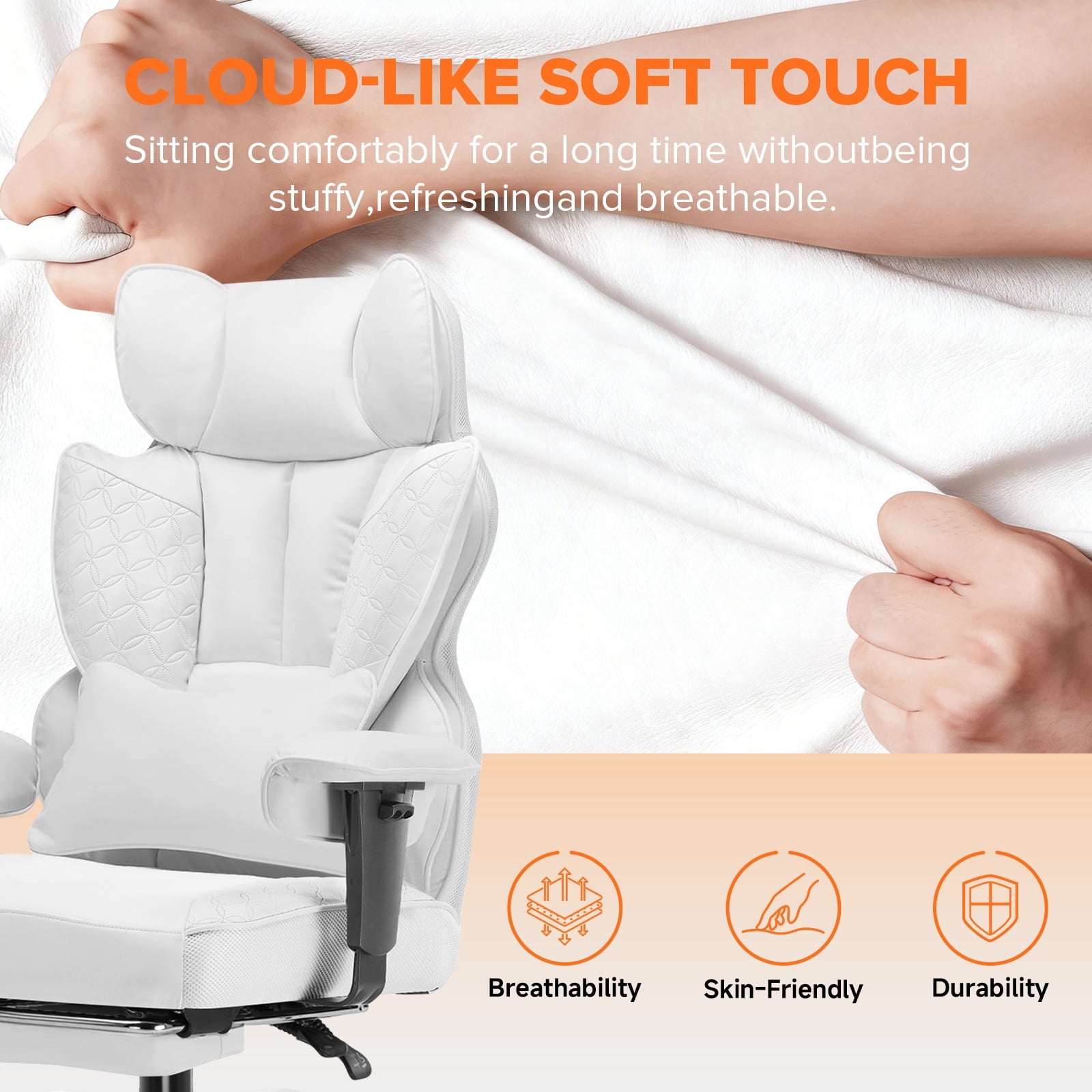 CloudRest Pro 400lbs Executive heavy duty office chair, High Back Ergonomic Computer Desk Chairwith Lumbar Back Support, Black