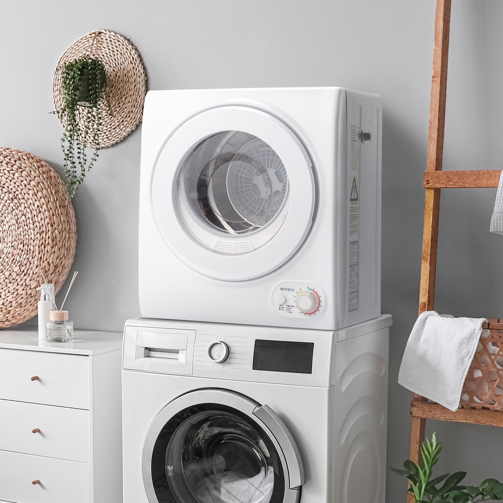 RovSun 110V White Stainless Steel Electric Tumble Dryer