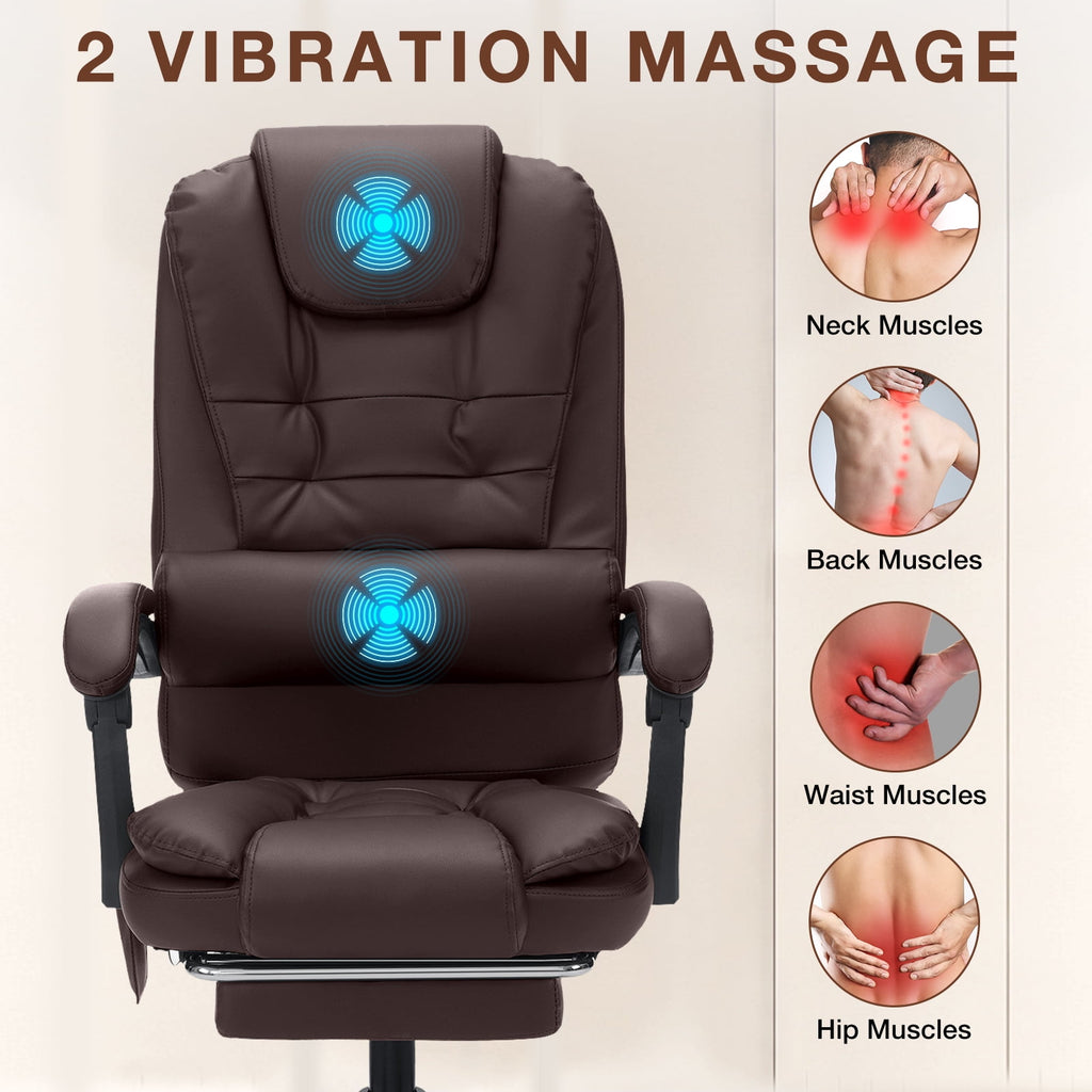 Hoffree Executive Office Chair Massage and Footrest Ergonomic Computer Desk Chair Reclining High Back Leather Office Chair Lumbar Back Support Swivel Rolling for Home Office Black