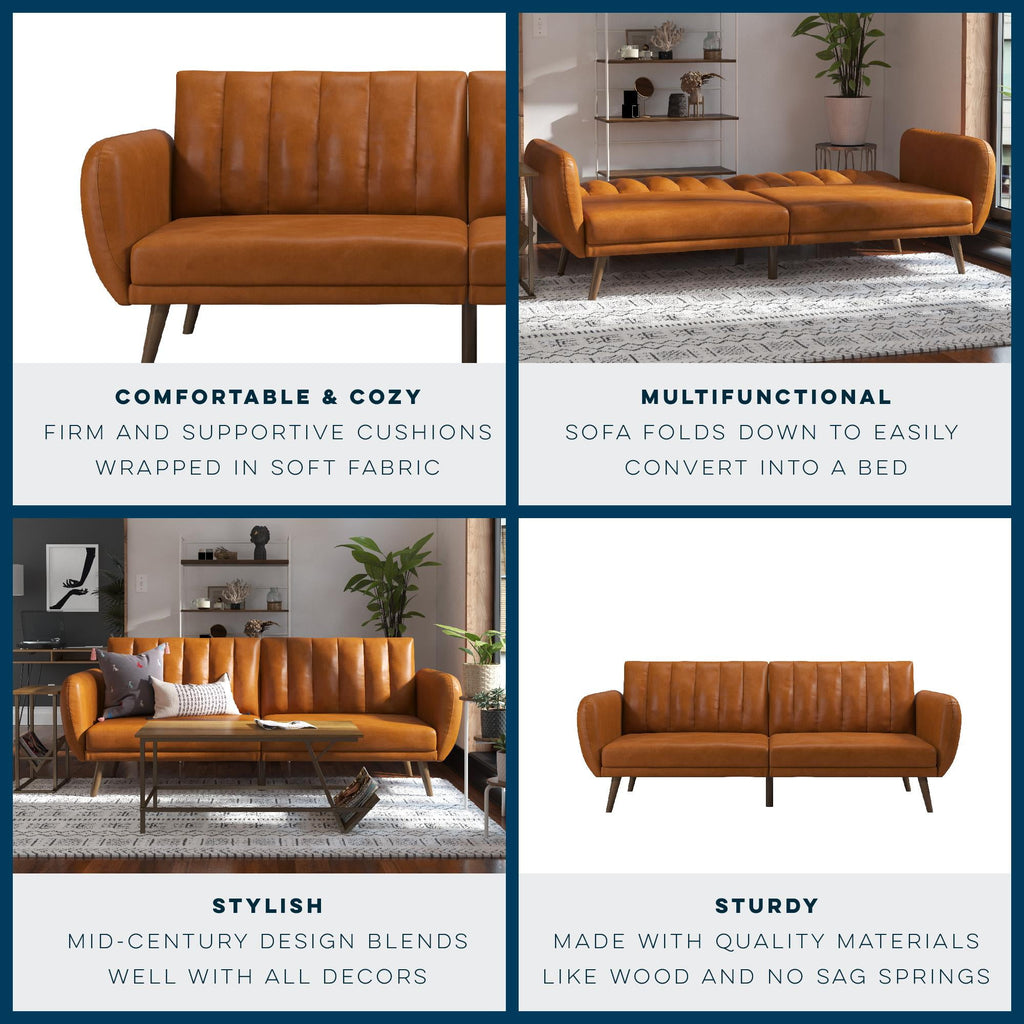 Novogratz Brittany Futon, Blue Linen