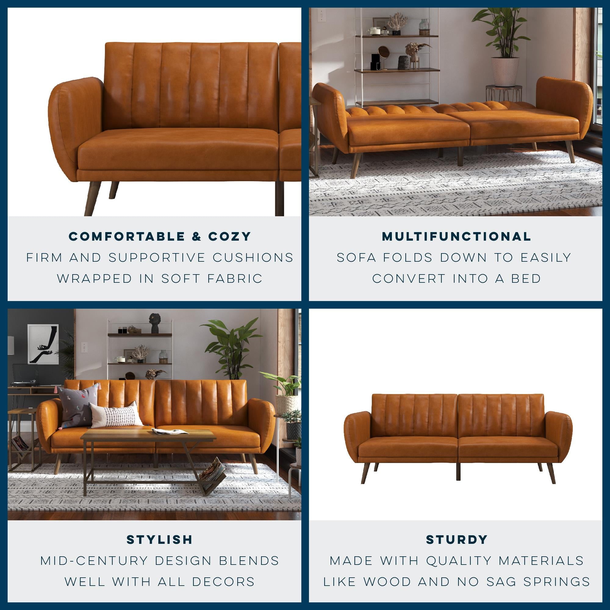 Novogratz Brittany Futon, Blue Linen