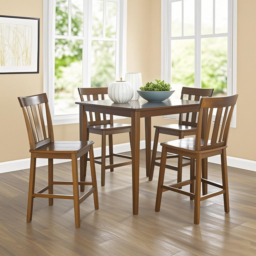 Mainstays 5 Piece Mission Counter Height Dining Set, Solid Wood, Cherry Color for Indoor