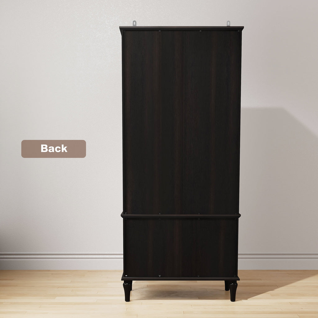 HLR 71 Tall Modern Wood Armoire Wardrobe Closet, Freestanding Cabinet with Hanging Rod for Bedroom, Brown