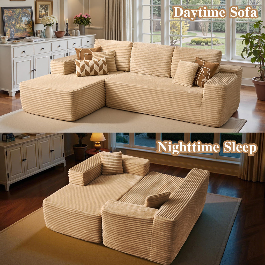 Ovios 106 Cloud Sofa Couch No Assembly Boneless Deep Seat Sofa for Living Room, Black (Corduroy)