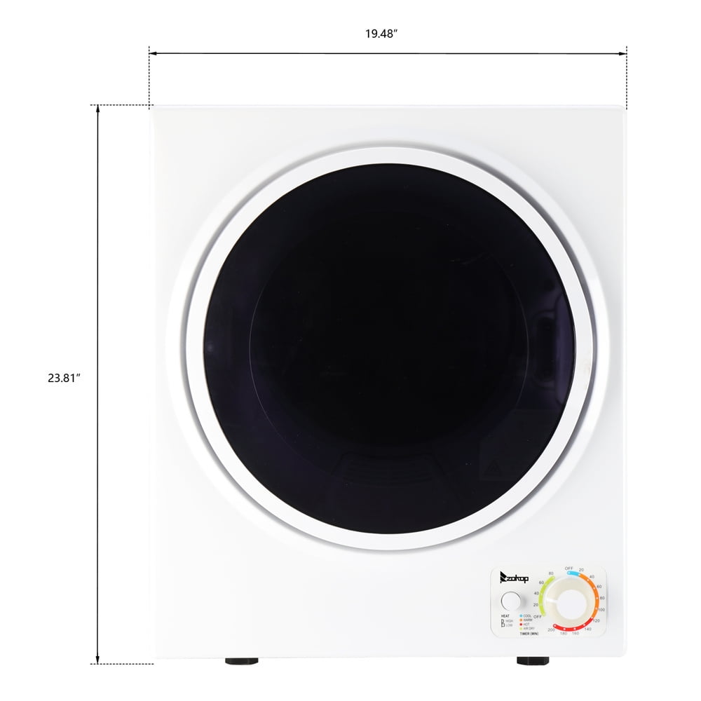 Tcbosik ZOKOP 1.6 cuft Compact Portable Household Clothes Dryer, 120V Stainless Steel Drum Dryer for Apartments, Home, Dorm, MECHANICAL Control and ETL Certification, Black & White