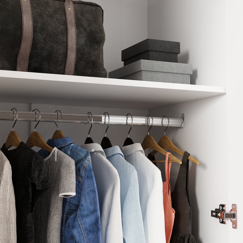 OxyLife 2 Door Wardrobe Armoire, White Closet Storage Organizer with Drawers and Shelves