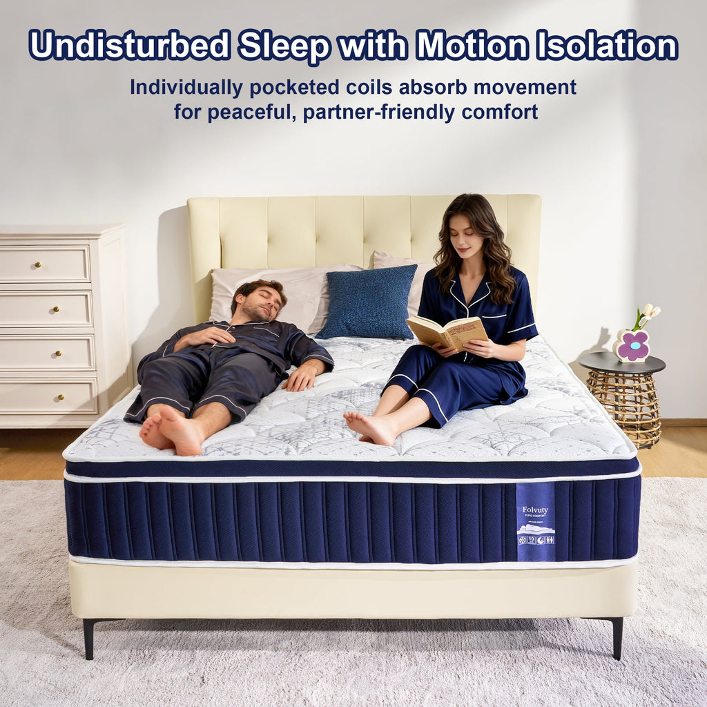 FOLVUTY Queen Mattress 14 inch Hybrid Mattress Cooling Gel Memory Foam Mattress with Chill-Touch Fabric Top in a Box,Pressure Relief,CertiPUR-US