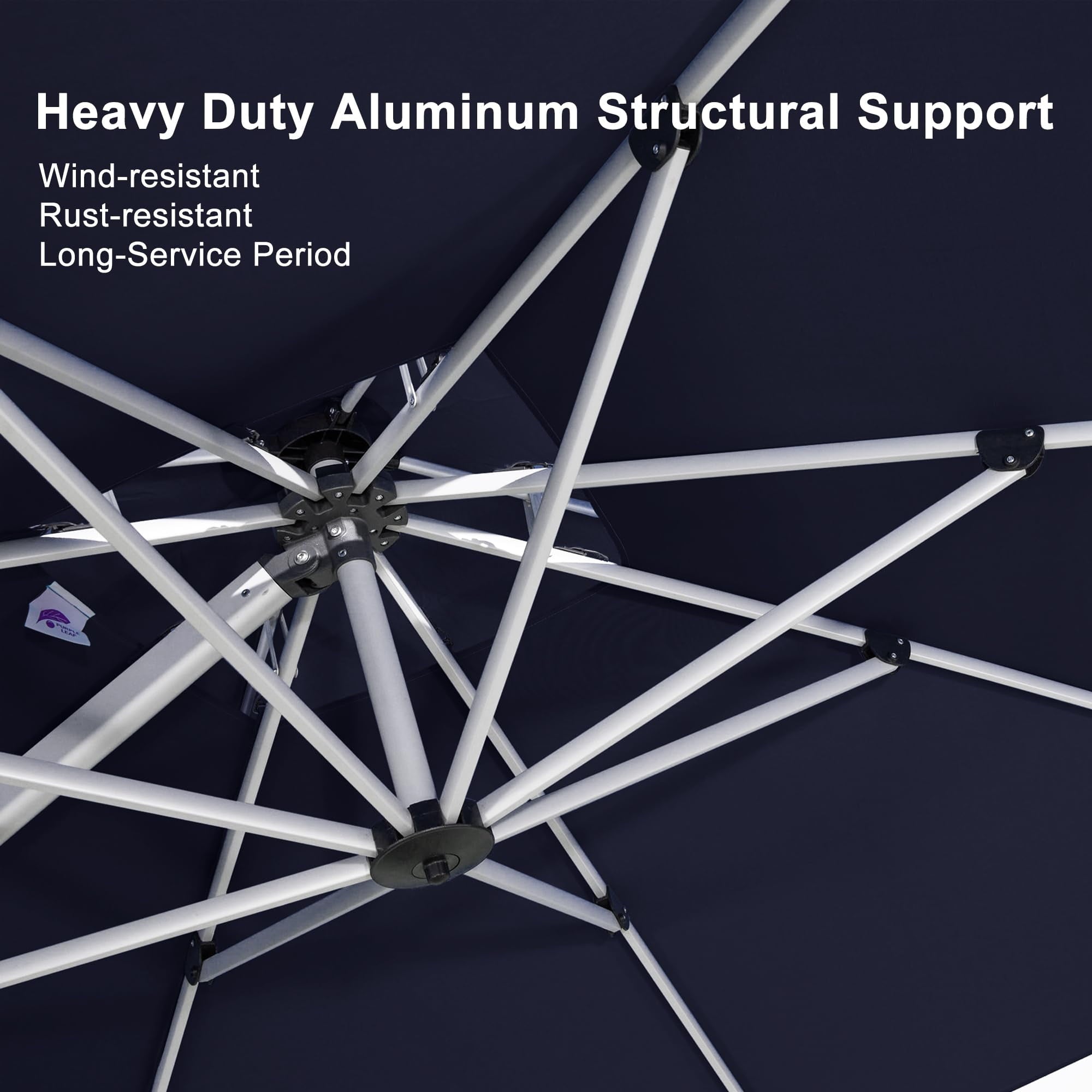 PURPLE LEAF 10 x 13FT Deluxe Rectangular Patio Umbrella, Large Offset Cantilever Umbrella with 360° Rotation, Gray