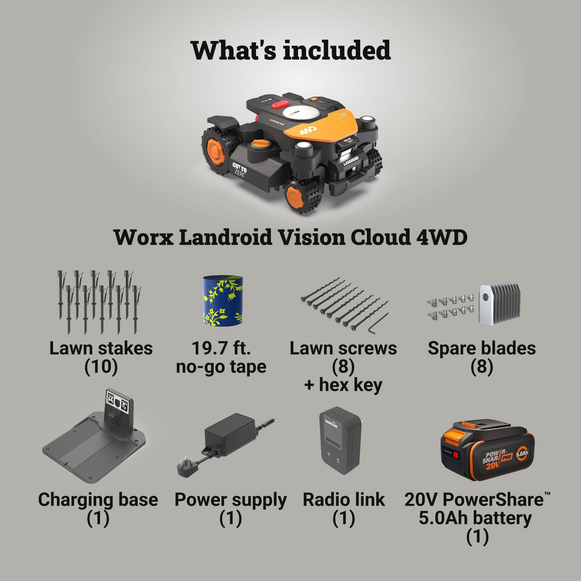 Worx WR346 Landroid Vision Cloud 4WD Robotic Lawn Mower (1½ Acre)