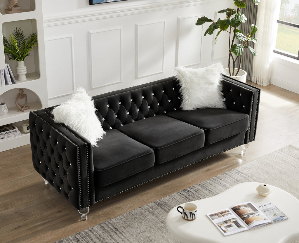 Gewnee 86.6 Modern Sofa Couch,Teddy Velvet 3 Seaters Comfy Couch with Deep Seat for Living Room,2 Pillows,Beige
