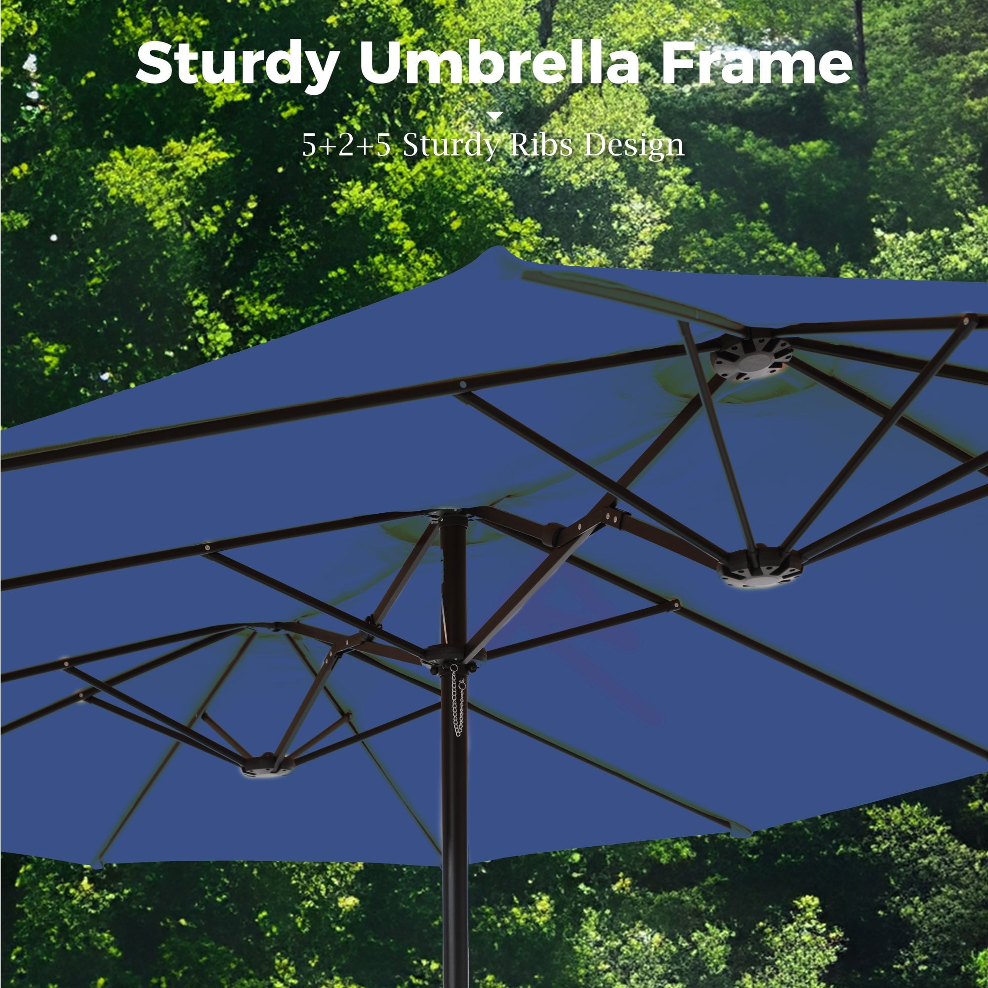 Alpha Joy 15ft Outdoor Patio Umbrella Extra-Large Double-Sided Garden Umbrella with Crank Handle and Base - Ivory