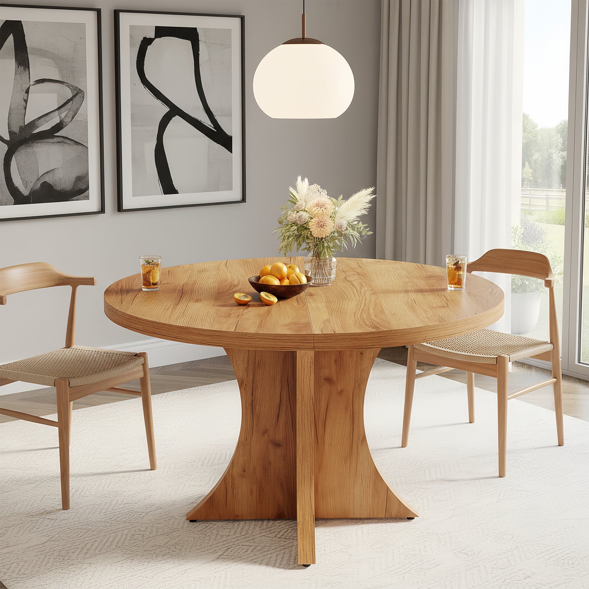 Modern Faux Marble Dining Table, 63 Rectangular 4-6 Seater Wood Table with Sturdy Base, Kitchen Living Room Dinner Table