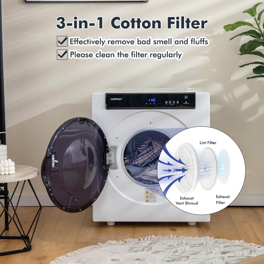 Resenkos 2.6 Cu.ft Compact Clothes Dryer with Touch Panel and 2 Modes, Portable Clothes Dryer, Compact Dryer for laundry