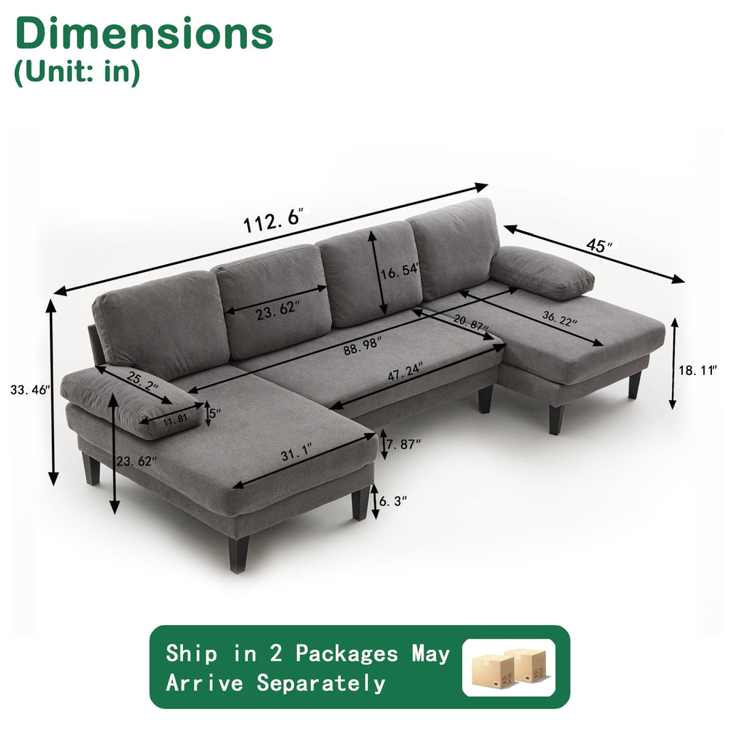 BINBANK L-Shaped Chenille Pull Out Sleeper and Storage Chaise Sectional Futon Sofa Bed with USB, Gray/Beige