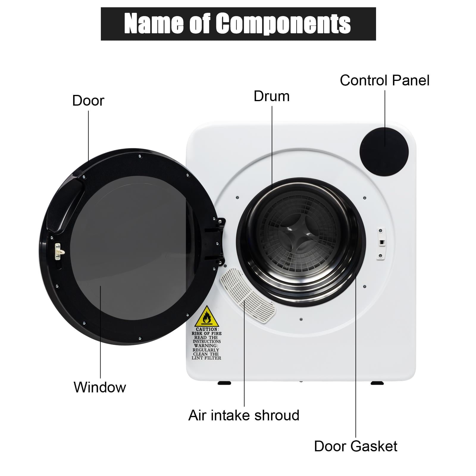 Ktaxon 3.5 cu. ft. Portable Electric Compact Stainless Steel Dryer, White