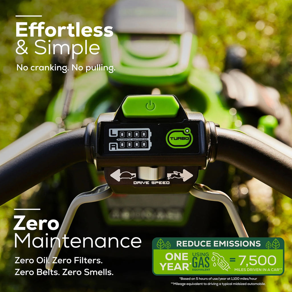 Greenworks 60V 21 Brushless Self-Propelled Battery Powered Lawn Mower + (2) 4.0Ah Batteries & Dual Port Charger