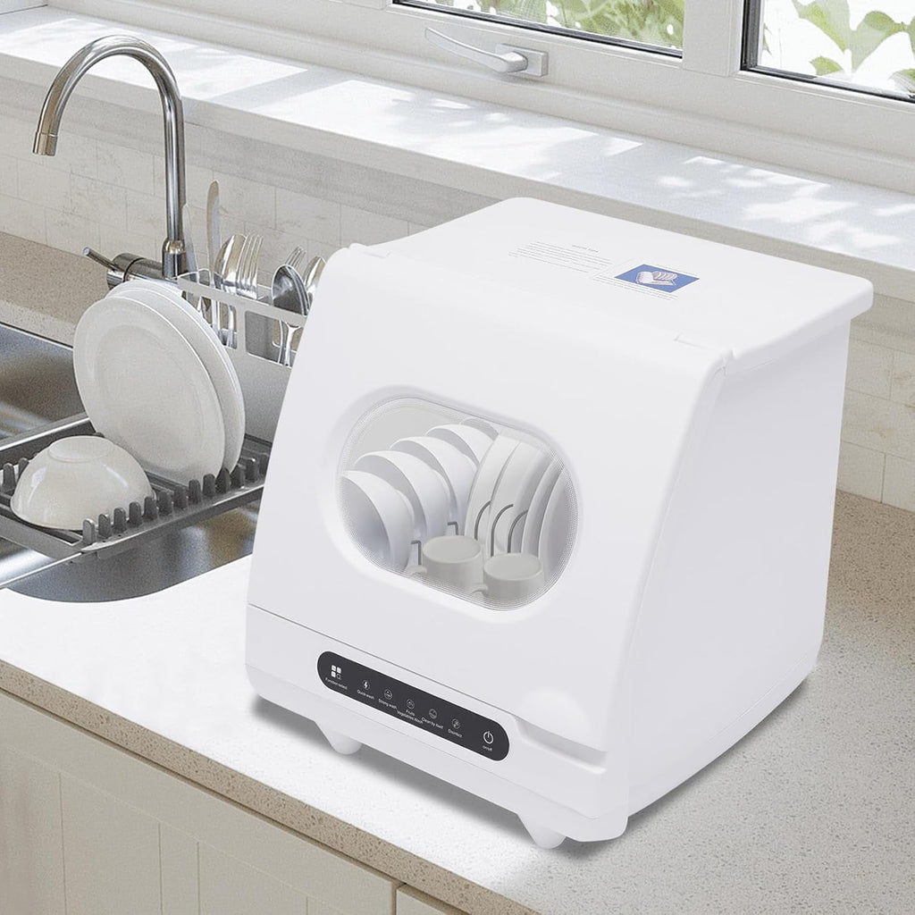 Countertop Dishwasher, Portable Mini Dishwasher with 5L Water Tank, 360° Rotation Flushing & Hose Connection 3-in-1 Function Dishwasher for Apartments,Dorms & RVs (1200W)