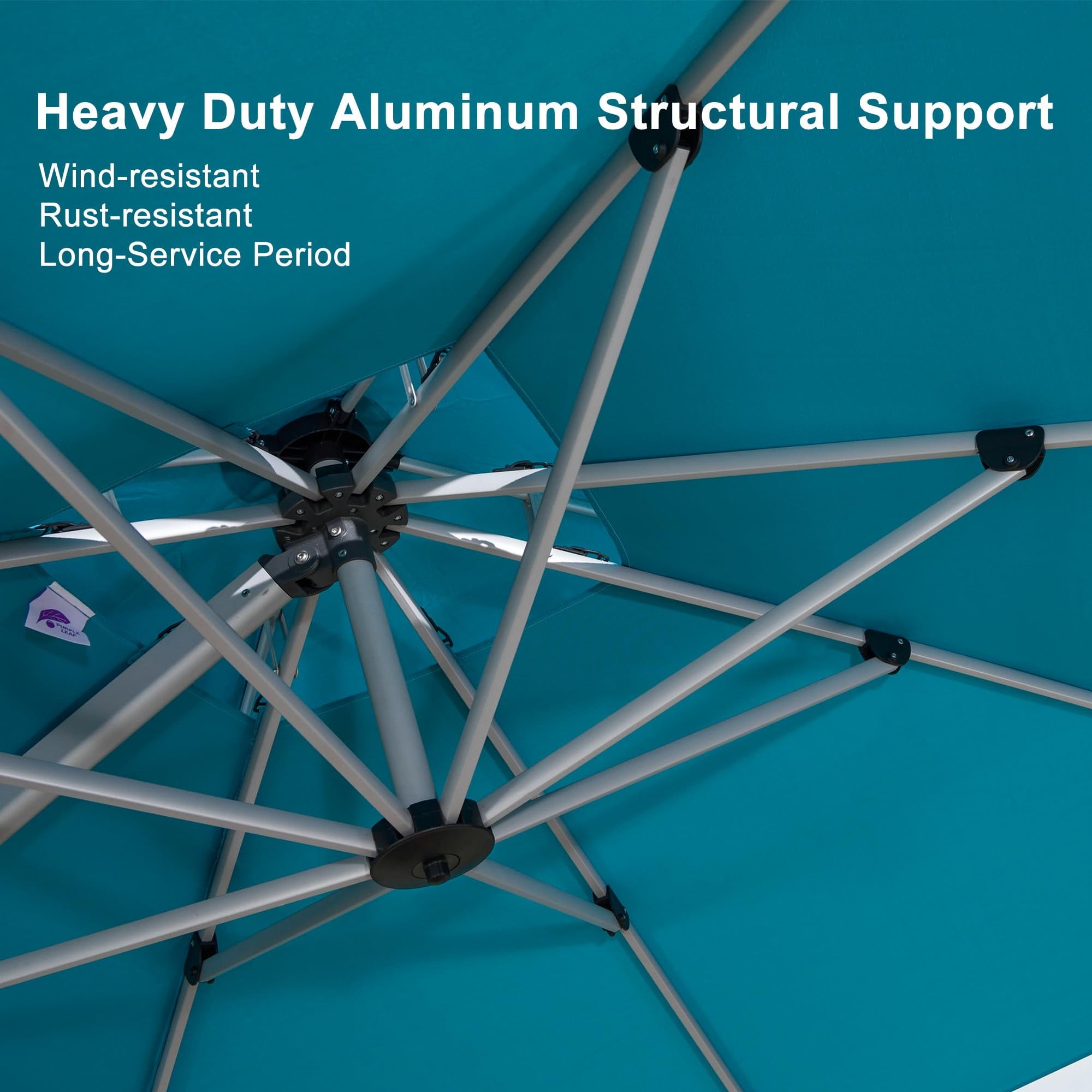 PURPLE LEAF 10 x 13FT Deluxe Rectangular Patio Umbrella, Large Offset Cantilever Umbrella with 360° Rotation, Gray