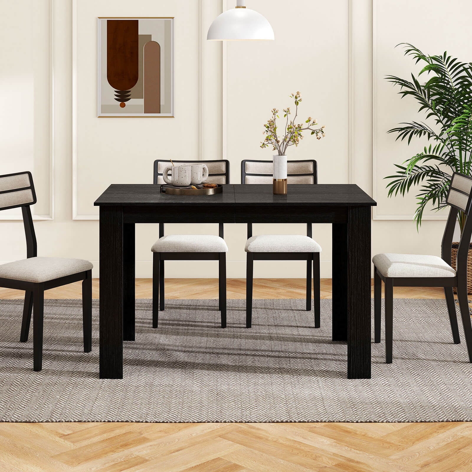 Costway 47”-62” Extendable Dining Table for 4-8 People for Dining Room Home Office Brown