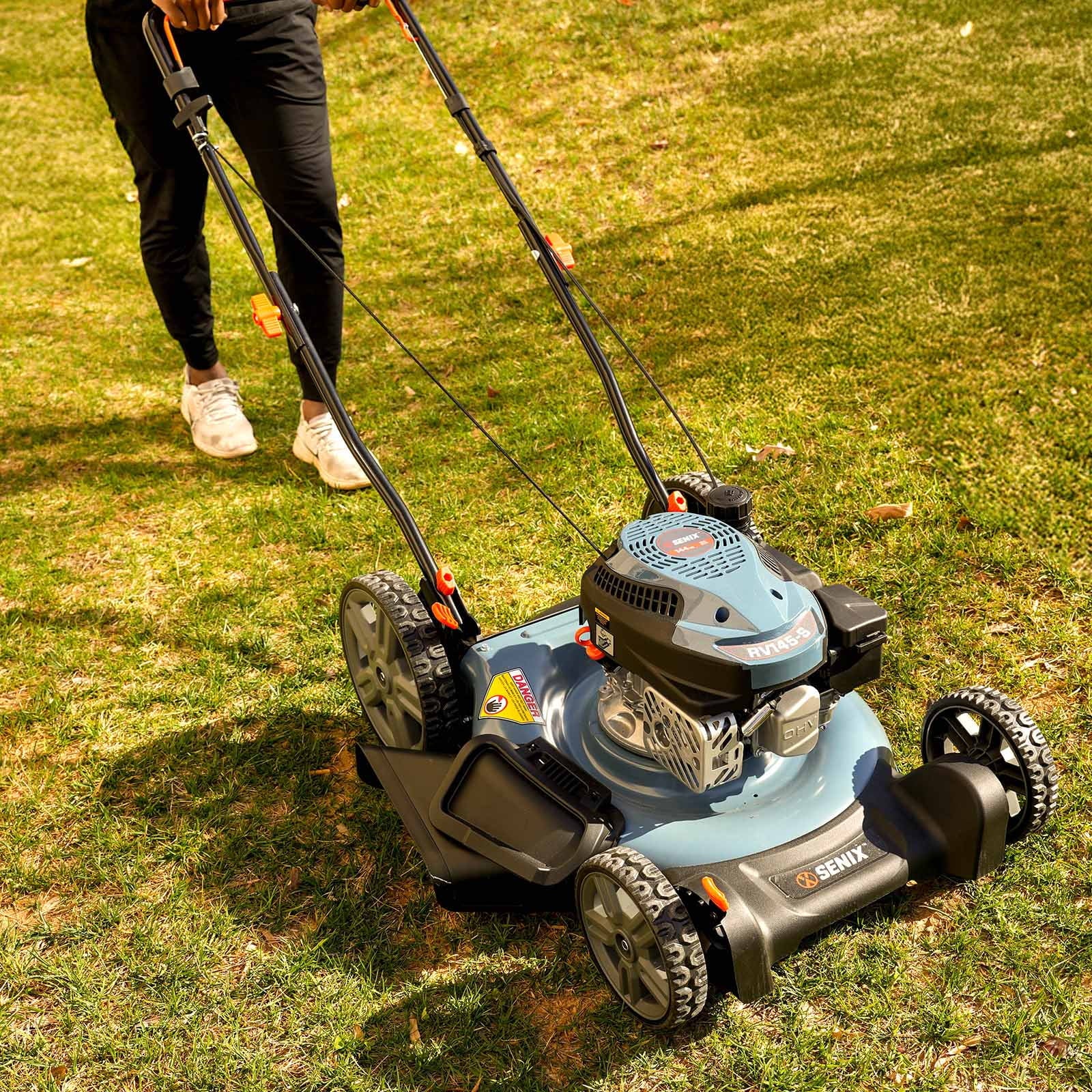 SENIX Gas Lawn mower, 20in Cutting Blade 21in Cutting Deck, 144cc 4-Cycle Engine, Steel Deck with Side Discharge, LSPG-L4