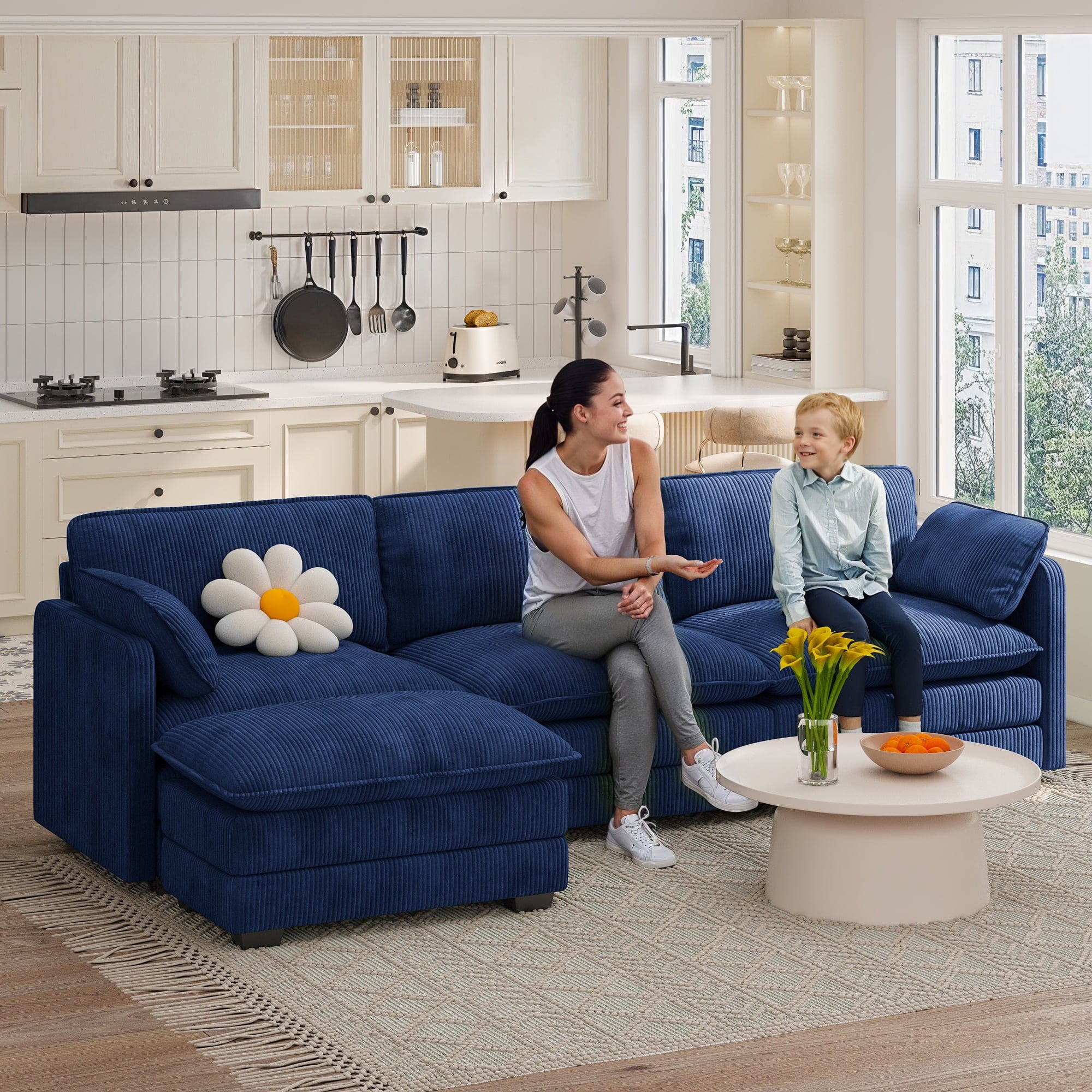 Asofer 31 Cloud Accent Sofa With Washable Cover, Single Corduroy Chair with Deep Seat Upholstered Cushion for Apartment,Dark gray