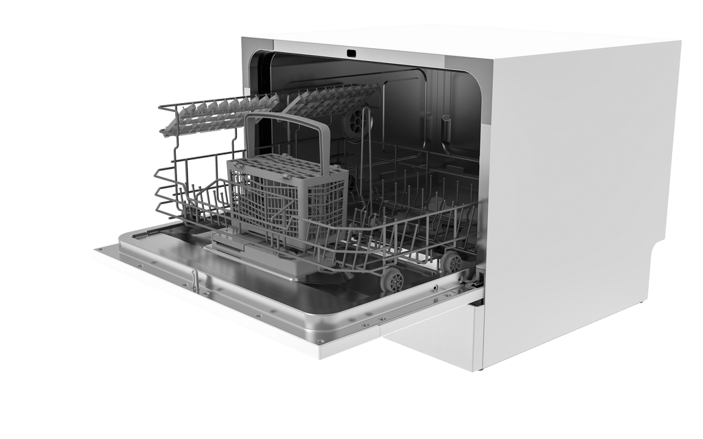 Hamilton Beach 6 Place Setting Countertop Dishwasher, Compact Portable Dishwasher for Kitchen, Apartment, RV, Dorm, White