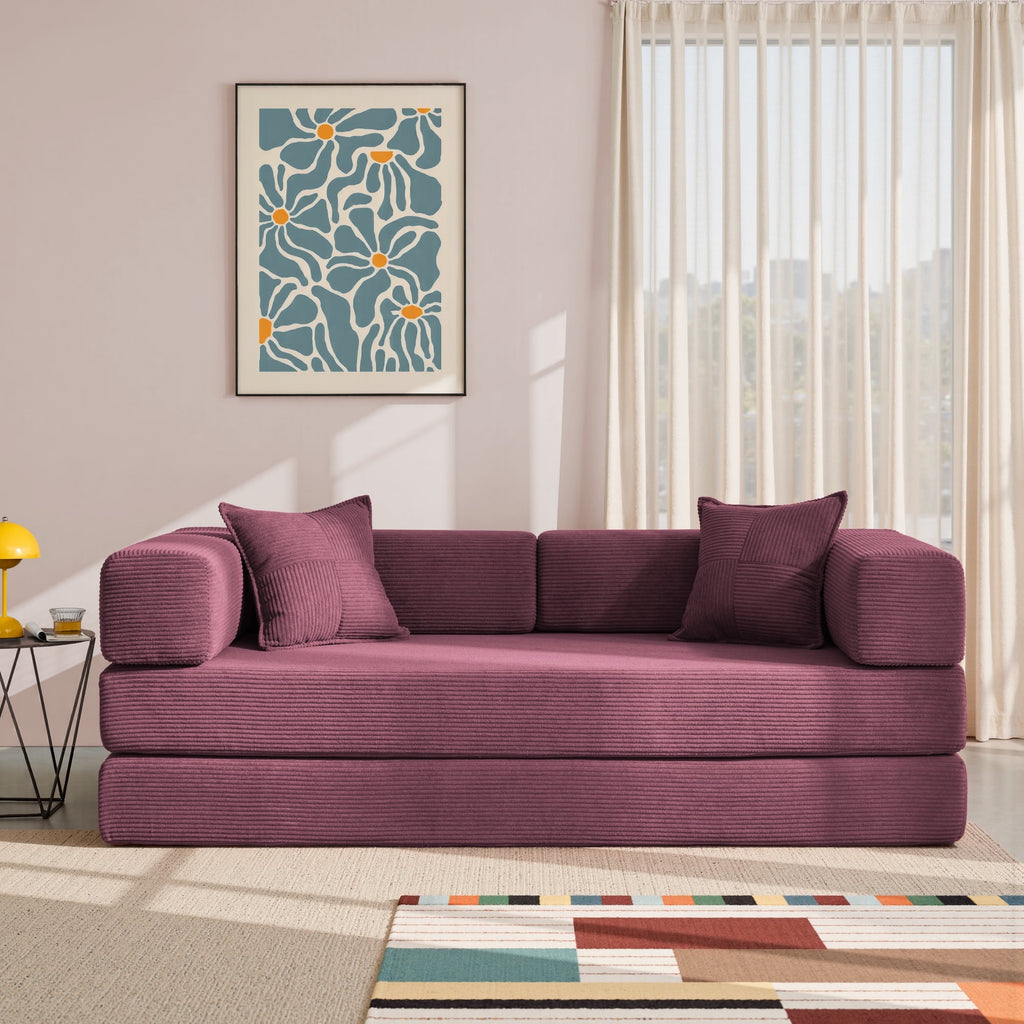 YINIX 78,6 Convertible Sofa Couch with 2 Pillows, Sleeper Sofa Bed for Living Room, Small Spaces, Orange