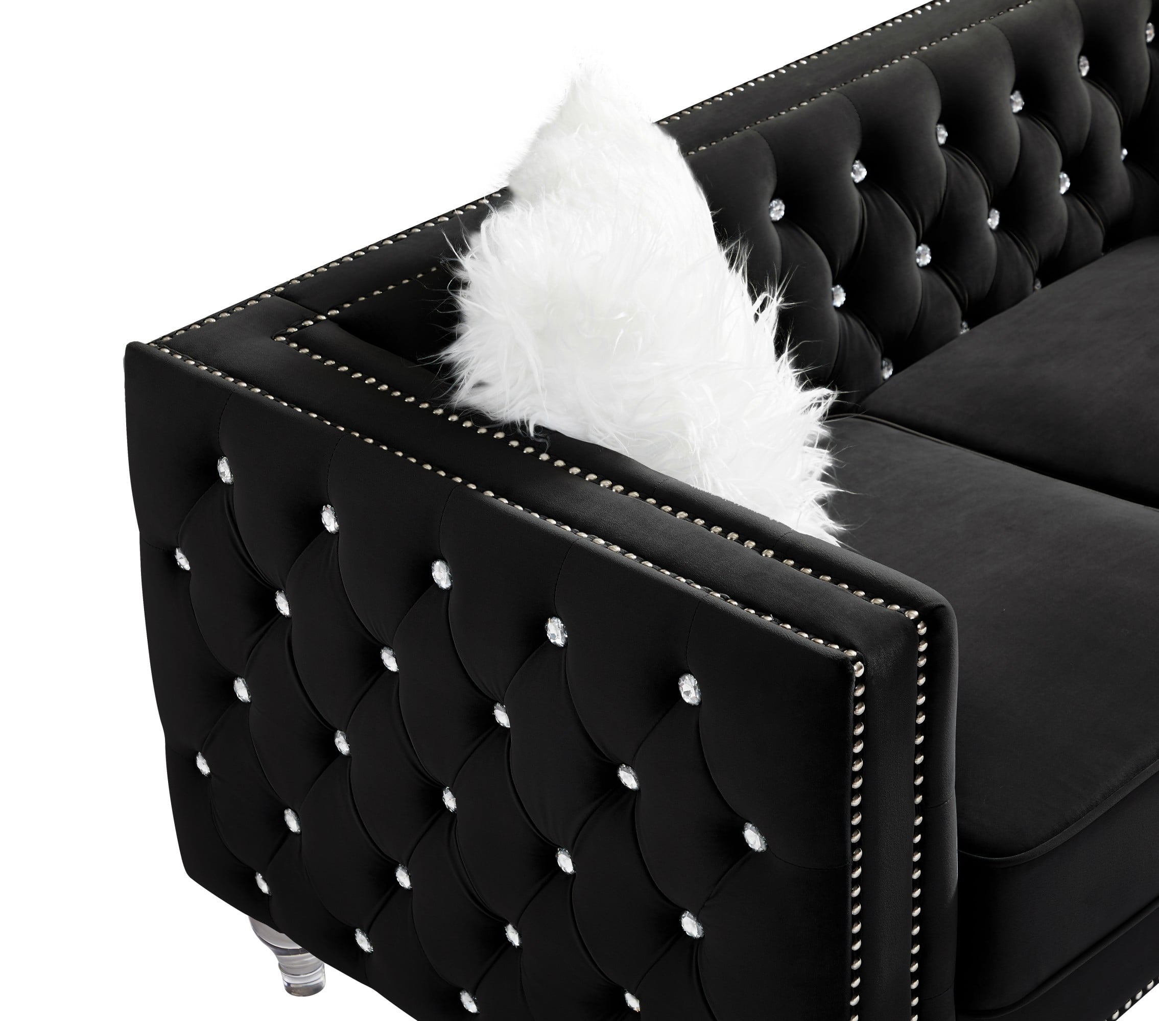 Gewnee 86.6 Modern Sofa Couch,Teddy Velvet 3 Seaters Comfy Couch with Deep Seat for Living Room,2 Pillows,Beige