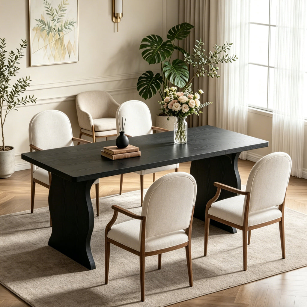 Fnova 63'' Rectangular Dining Table for 4-6 People, Farmhouse Dinner Table, for Dining Room, Kitchen, Office & Conference Use
