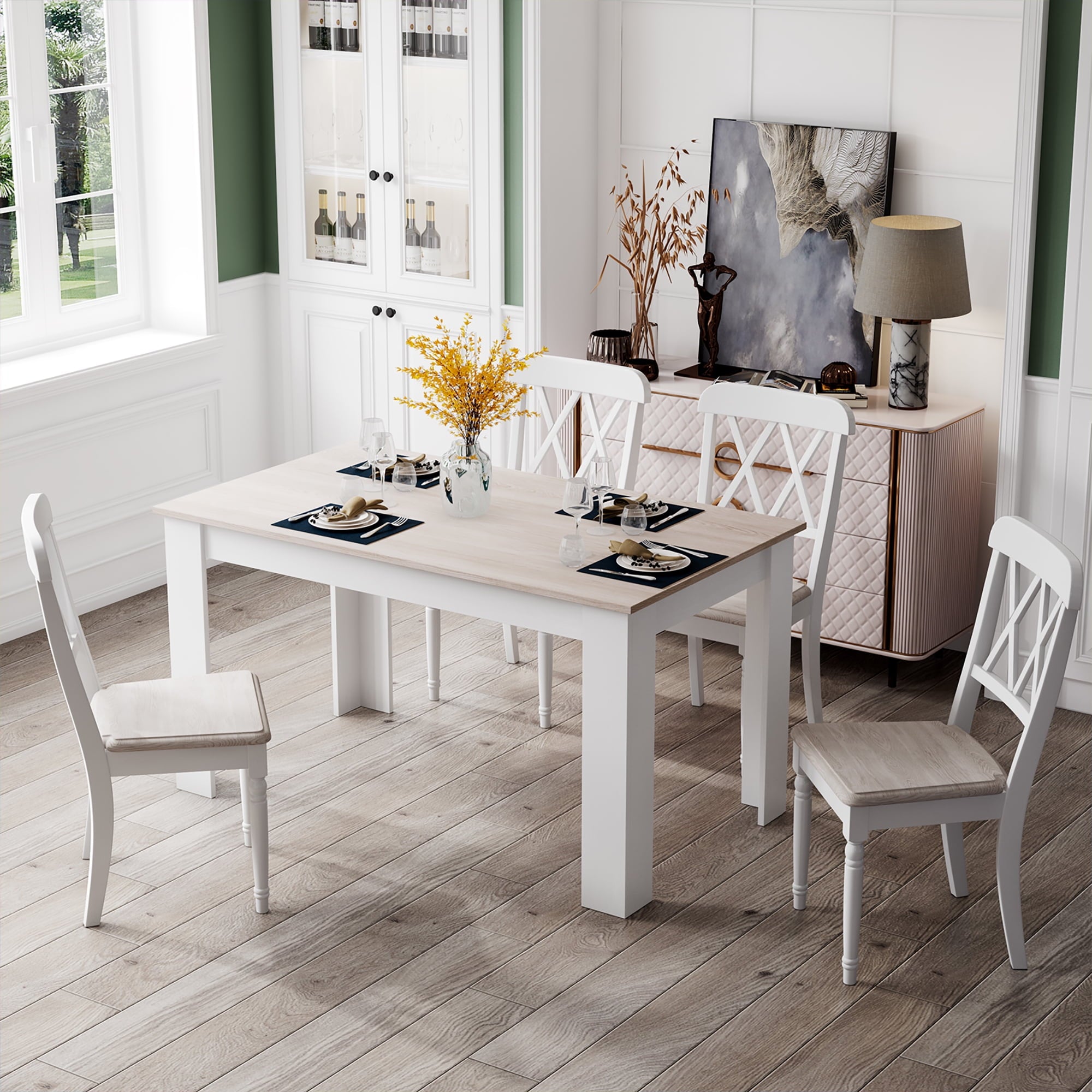 Costway Dining Table 47 Inch Kitchen Dining Table Rectangular for Small Space Dark Gray