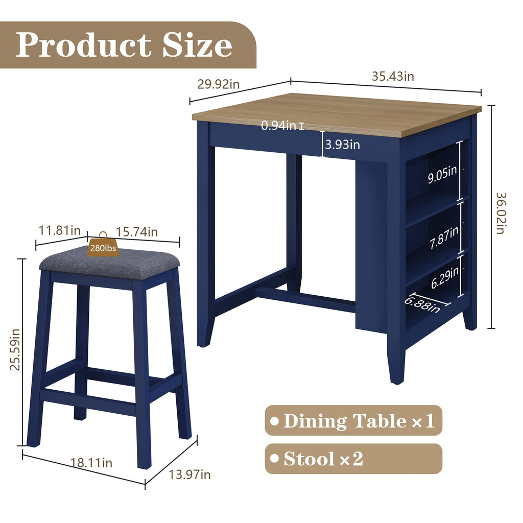HLR 24.8 Bar Stools, Farmhouse Set of 2 Bar Chairs with Cushion for Kitchen, Dining Room, Cafe Black