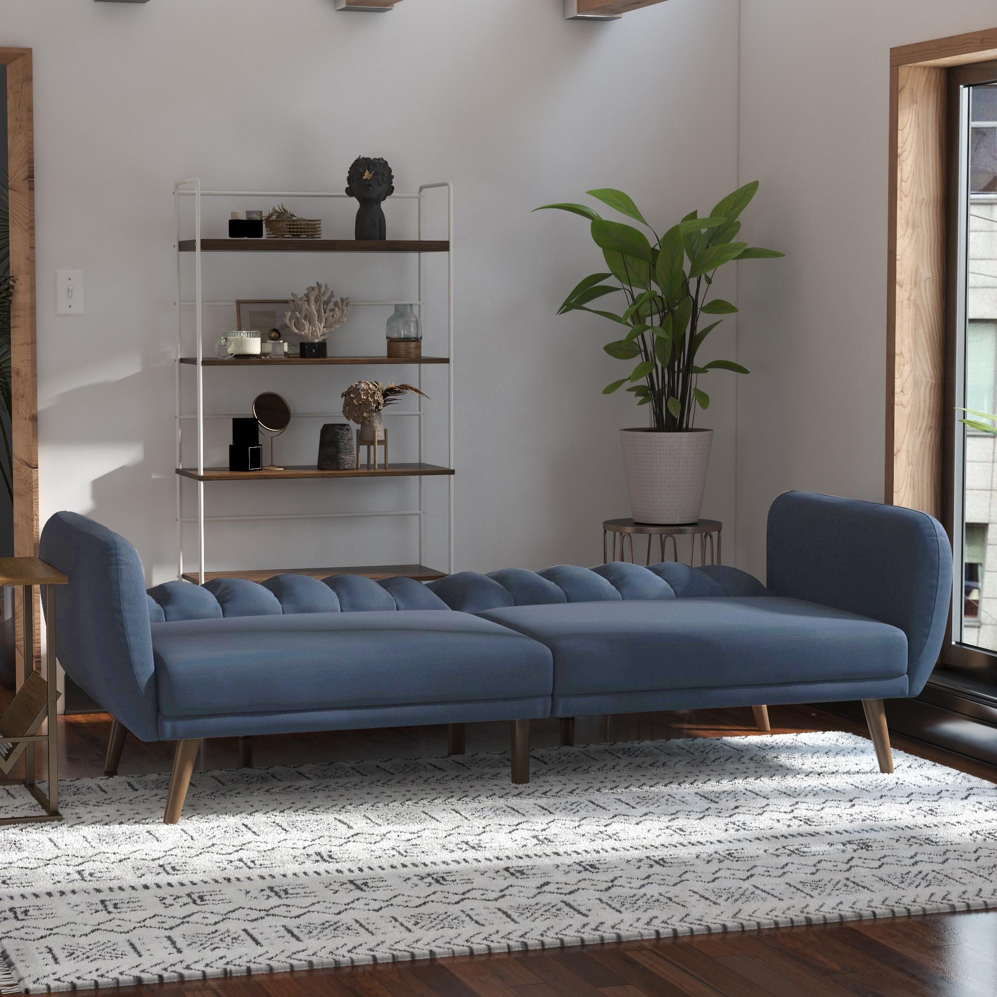 Novogratz Brittany Futon, Blue Linen