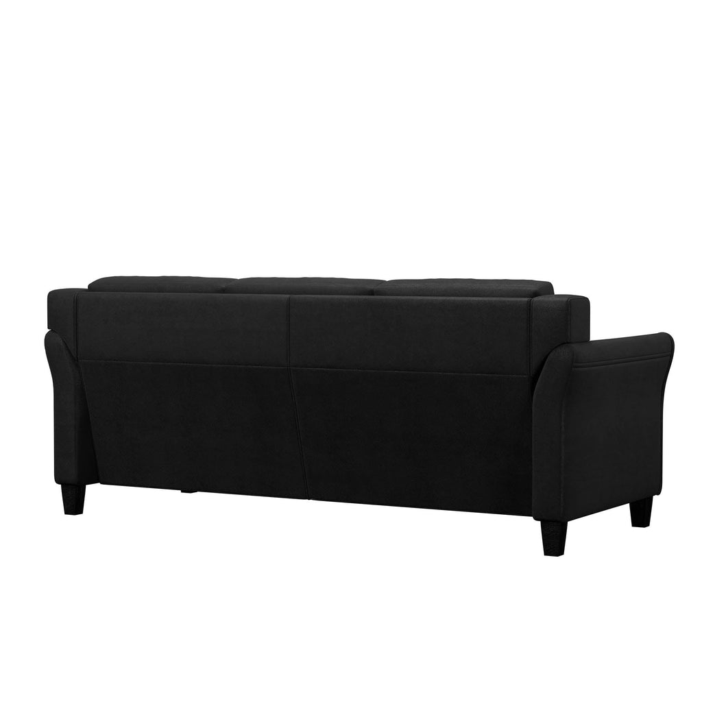 Lifestyle Solutions Taryn Curved Arms Sofa, Black Fabric